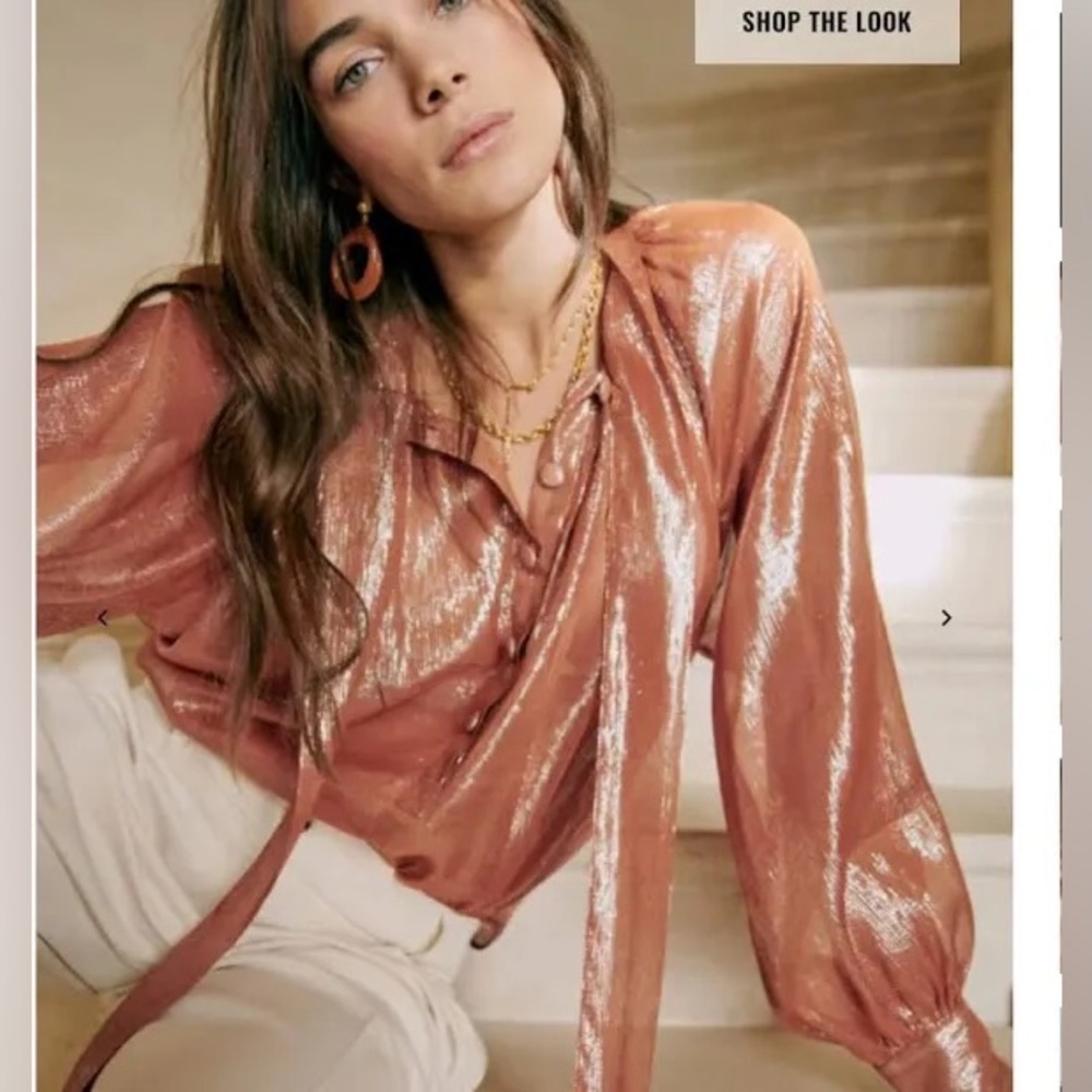 Sezane Shimmery Rose Gold Blouse